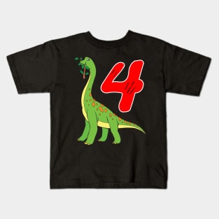 Brachiosaurus Giant Dinosaur 4th Birthday Kids T-Shirt